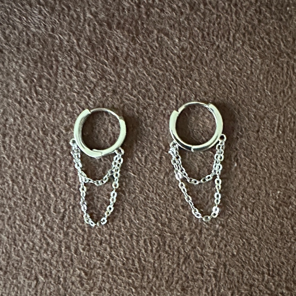 Silver Chain Hoop Earrings